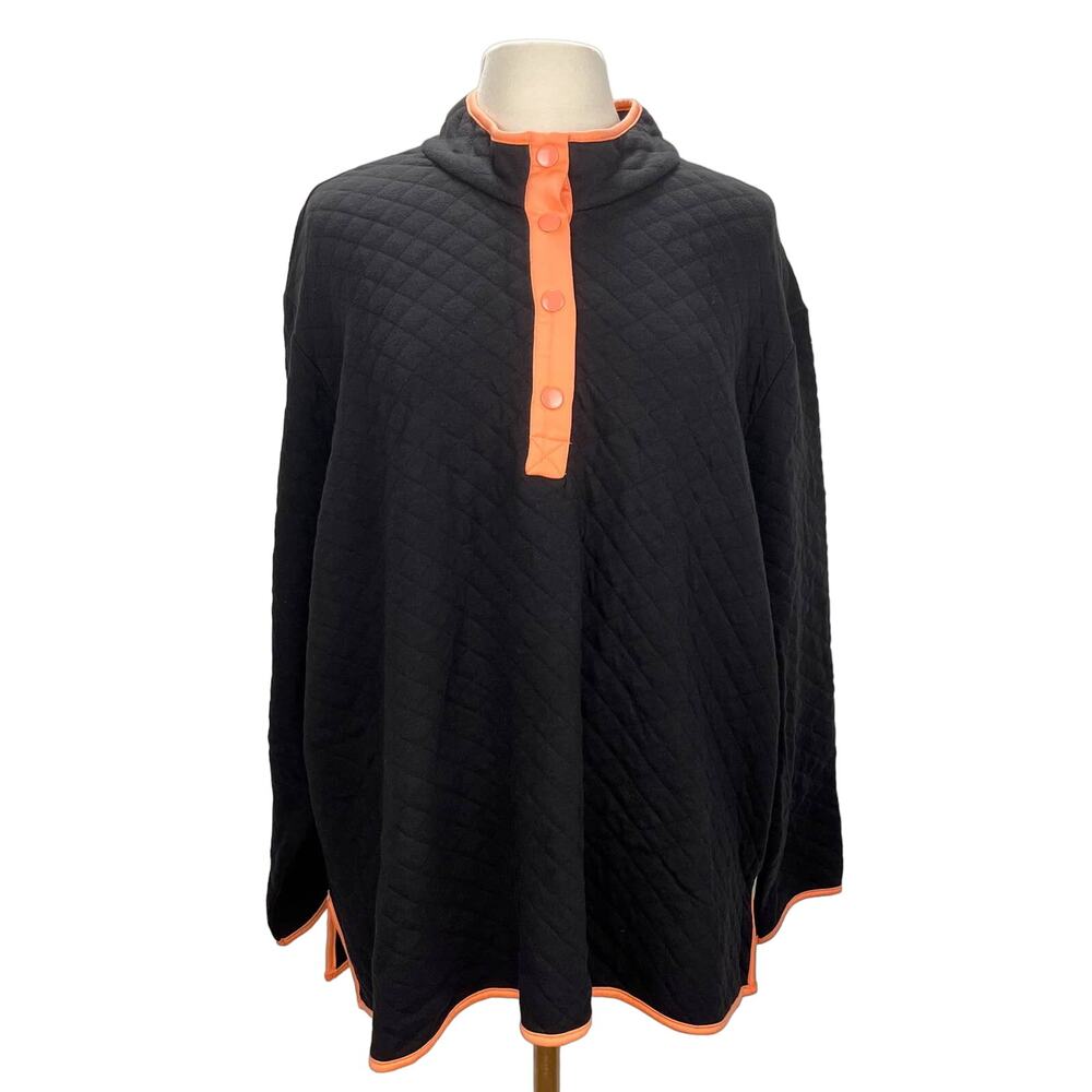 NWT C&C CALIFORNIA Black Quilted Mock Neck Pull Over Soft‎ Sweatshirt Sz 3X